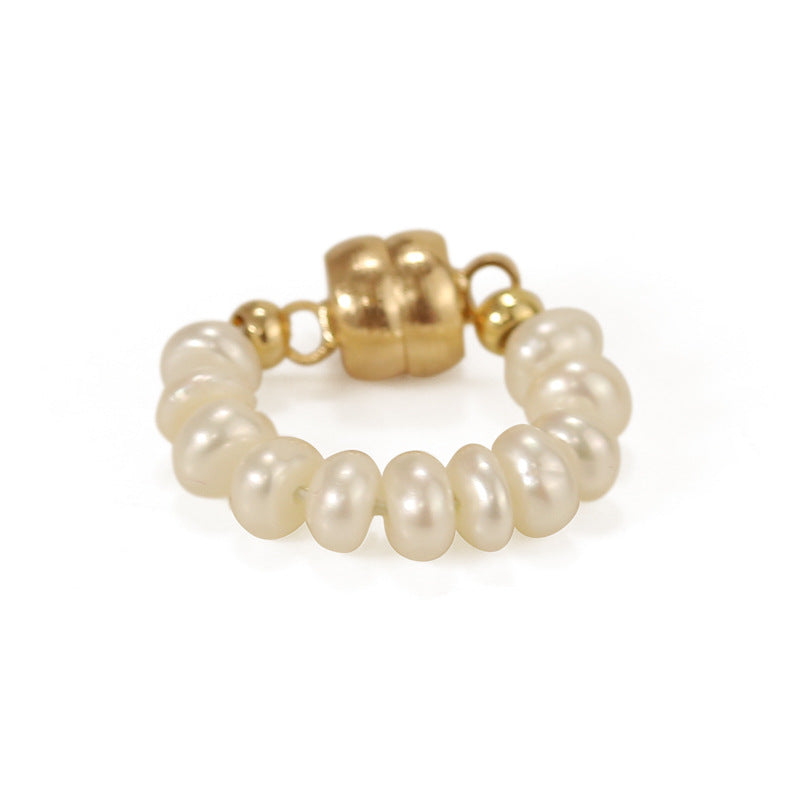 Luv Echo Jewelry Vintage-Style Fashionable Magnet Design Natural Pearl Ear Clips; Non-Pierced Earrings Ear Clips