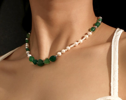 Ada Necklace - Natural Stone and Pearl Beaded Necklace - Lifestyle Shot"